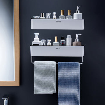No-Drill Bathroom Wall Shelf – Tile Storage Rack