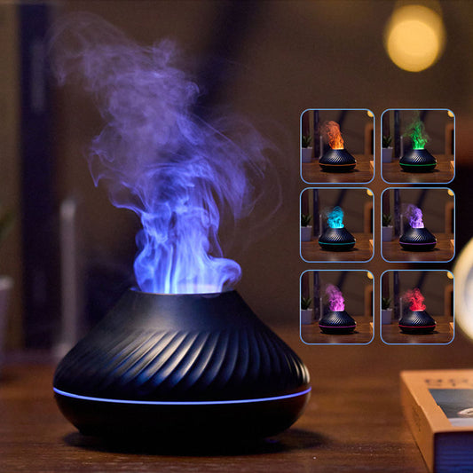 3D Flame Effect Aroma Diffuser – 130ml Ultrasonic Humidifier with RGB Night Light