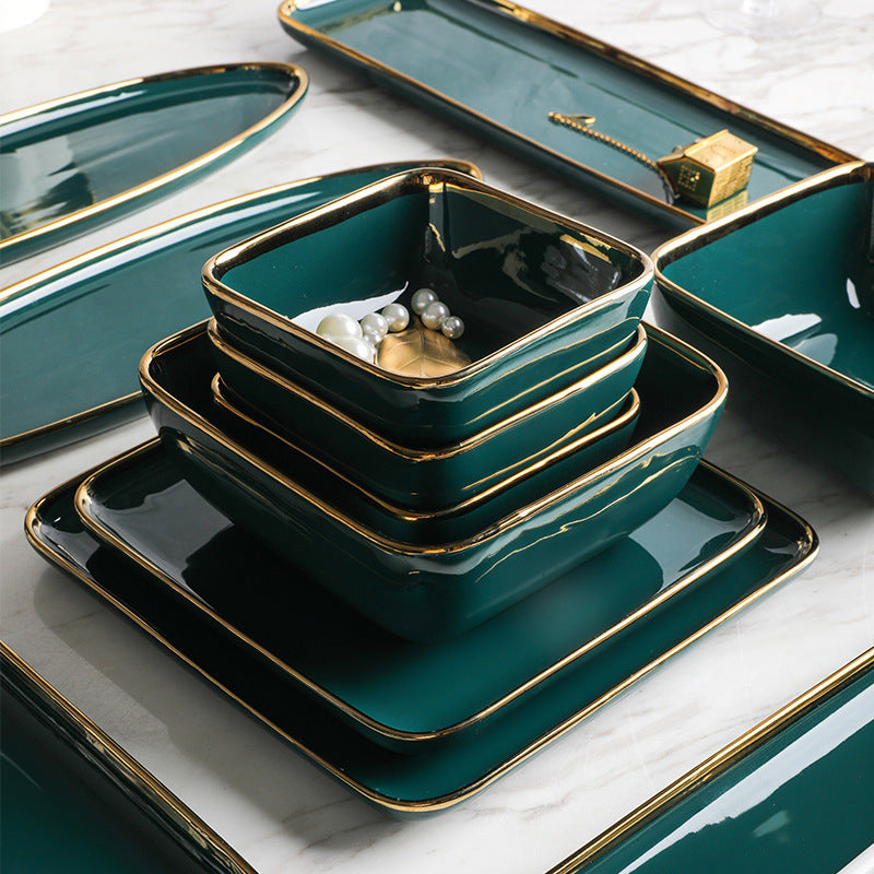 Nordic Gold-Trimmed Ceramic Set