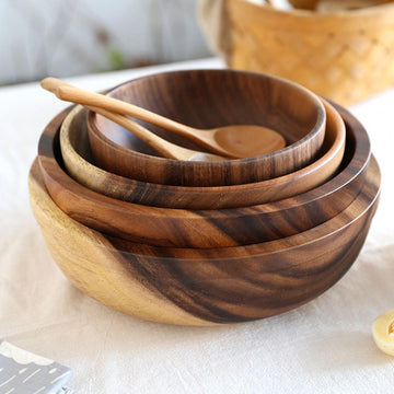 Wooden Salad & Fruit Bowl – Natural Serving Bowl for Home or Restaurant