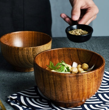 Japanese Wooden Bowl – Natural Rice, Soup & Salad Tableware